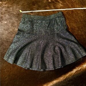 Black Metallic Shimmer Skater Mini Skirt – Party / NYE / Concert